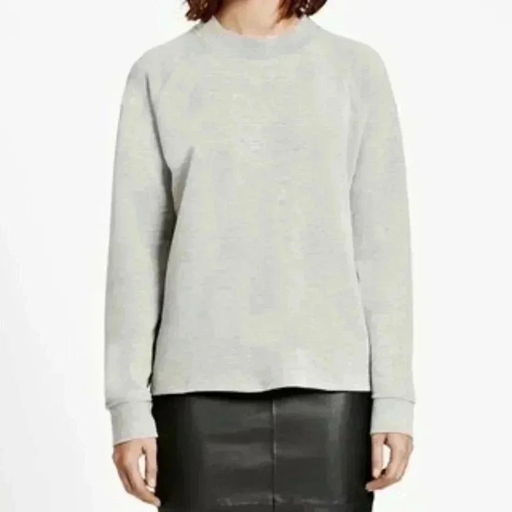 SAMSOE SAMSOE APHIA O-NECK BLOUSE Crew Neck Ribbed  Sweater Grey Women's Small